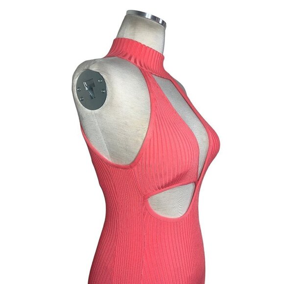 DAVID KOMA For FWRD Maxi Dress in Red Orange Medium New Womens Ribbed Knit Midi - Picture 6 of 10